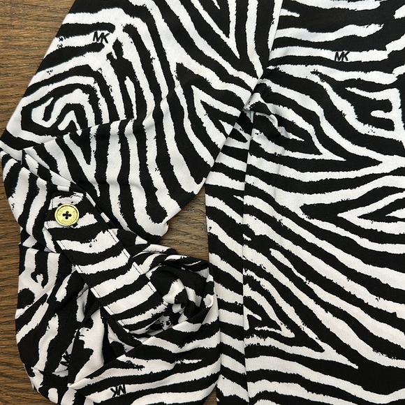 MICHAEL Michael Kors Zebra Print Lace Up V-Neck Black and White Dress - Picture 5 of 8